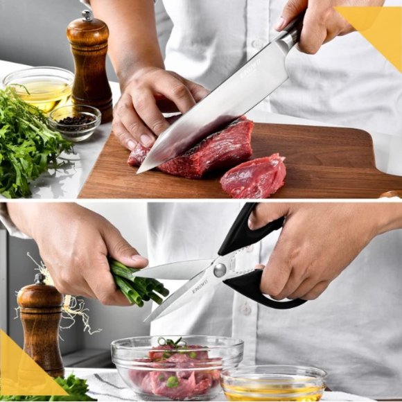 ENOWO:  2 pc  "MINIMALIST" - KNIFE & SCISSORS SET (Black) - Picture 2 of 9